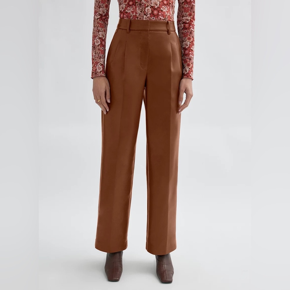 Aritzia Effortless Leather Pant Cognac
